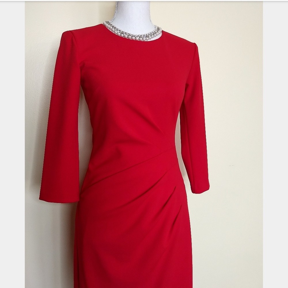 Bisou Bisou red fitted ruched dress